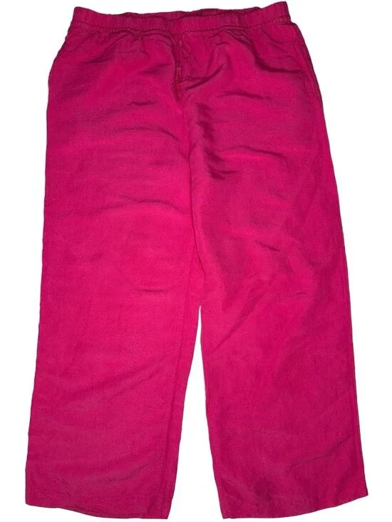 H&M Women’s Pink Linen Blend Wide Leg Pants XL Drawstring Waist Casual Summer - Picture 3 of 9